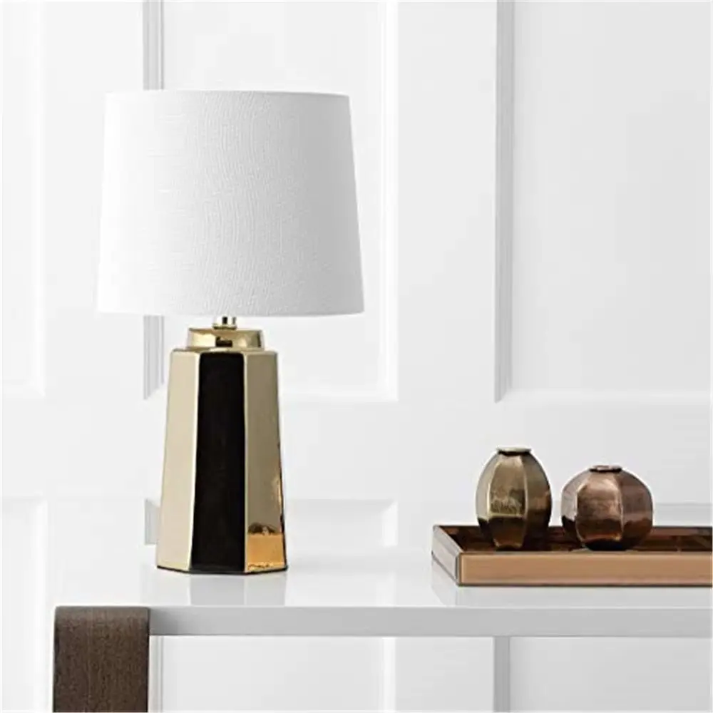 Home Office Living Room - 17-inch Gold-Plated LED Table Lamp for
