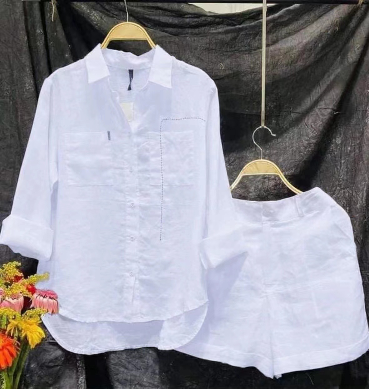 Home Office 2024 - Fashion White Long Sleeve Shirt And