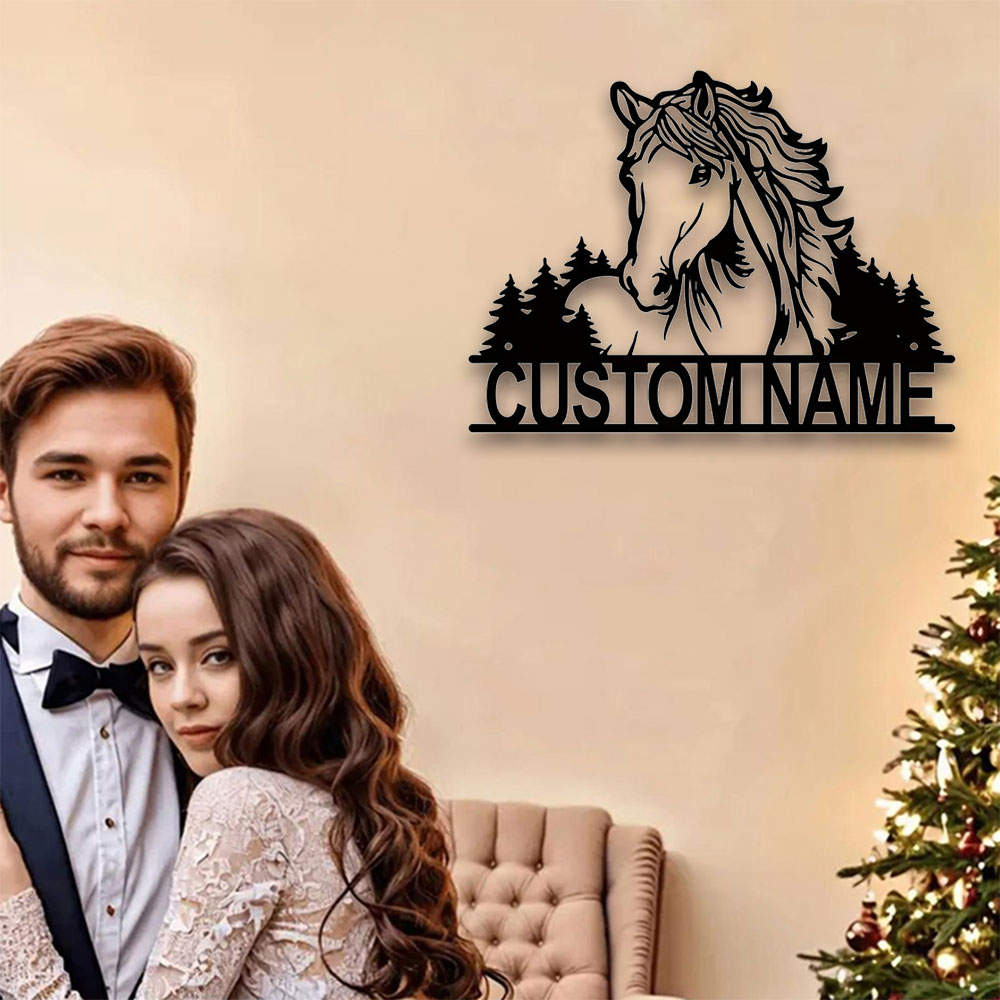 Home Office Living Room - Customizable Antique-Style Metal Horse Wall Plaque