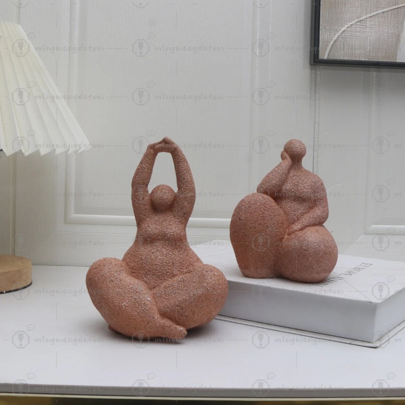 Home Office Living Room - 1pc, Sandstone Resin Chubby Woman Statue