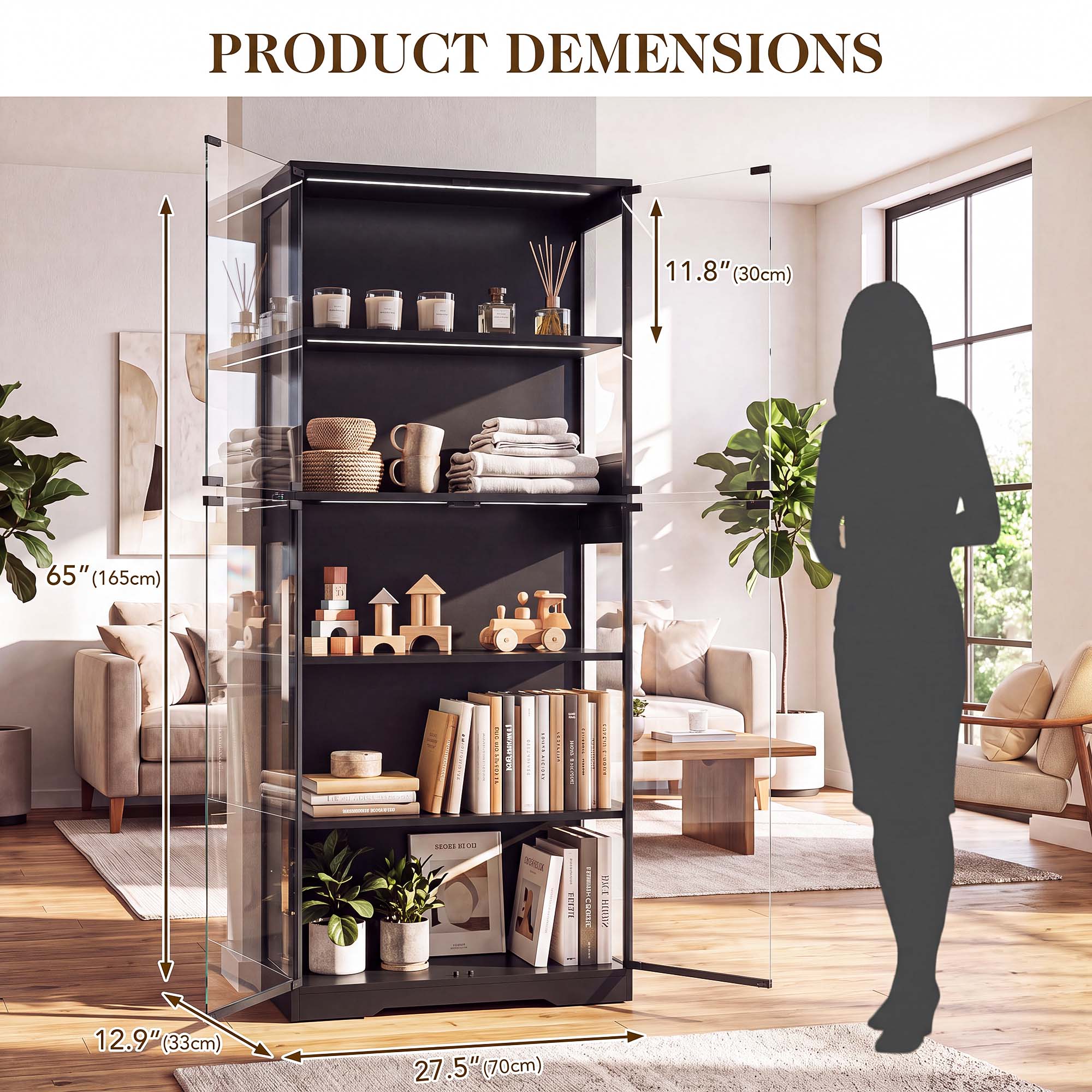 TCGBKAF 5‑Tier Display Cabinet - Home Office Living Room ulasan dan harga