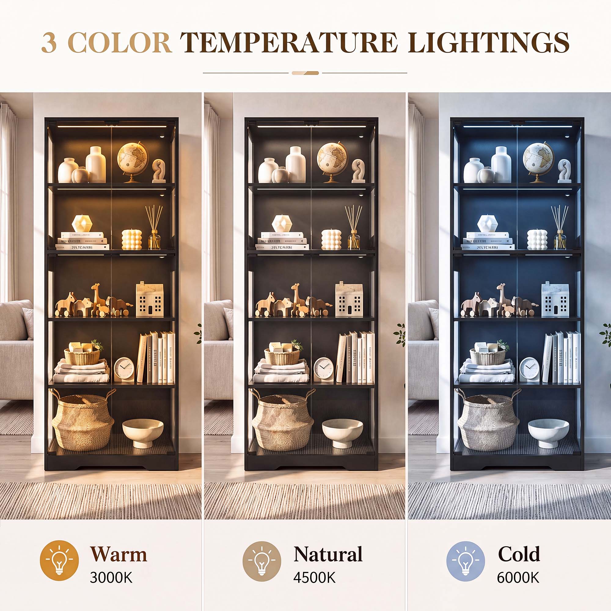 TCGBKAF 5‑Tier Display Cabinet - Home Office Living Room ulasan dan harga