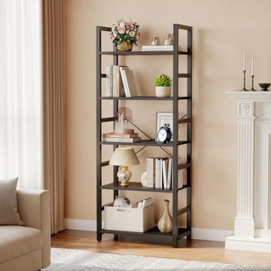 5-Tier Bookshelf, Modern Tall  - Home Office Living Room ulasan dan harga