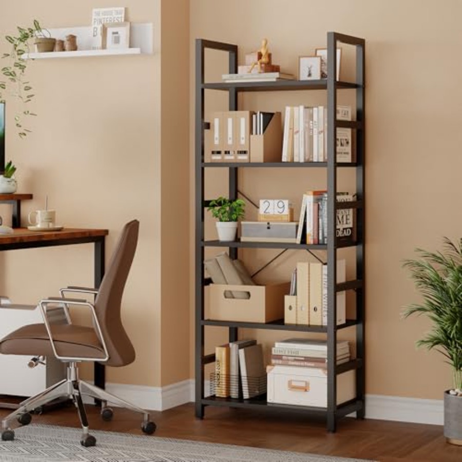 5-Tier Bookshelf, Modern Tall  - Home Office Living Room ulasan dan harga