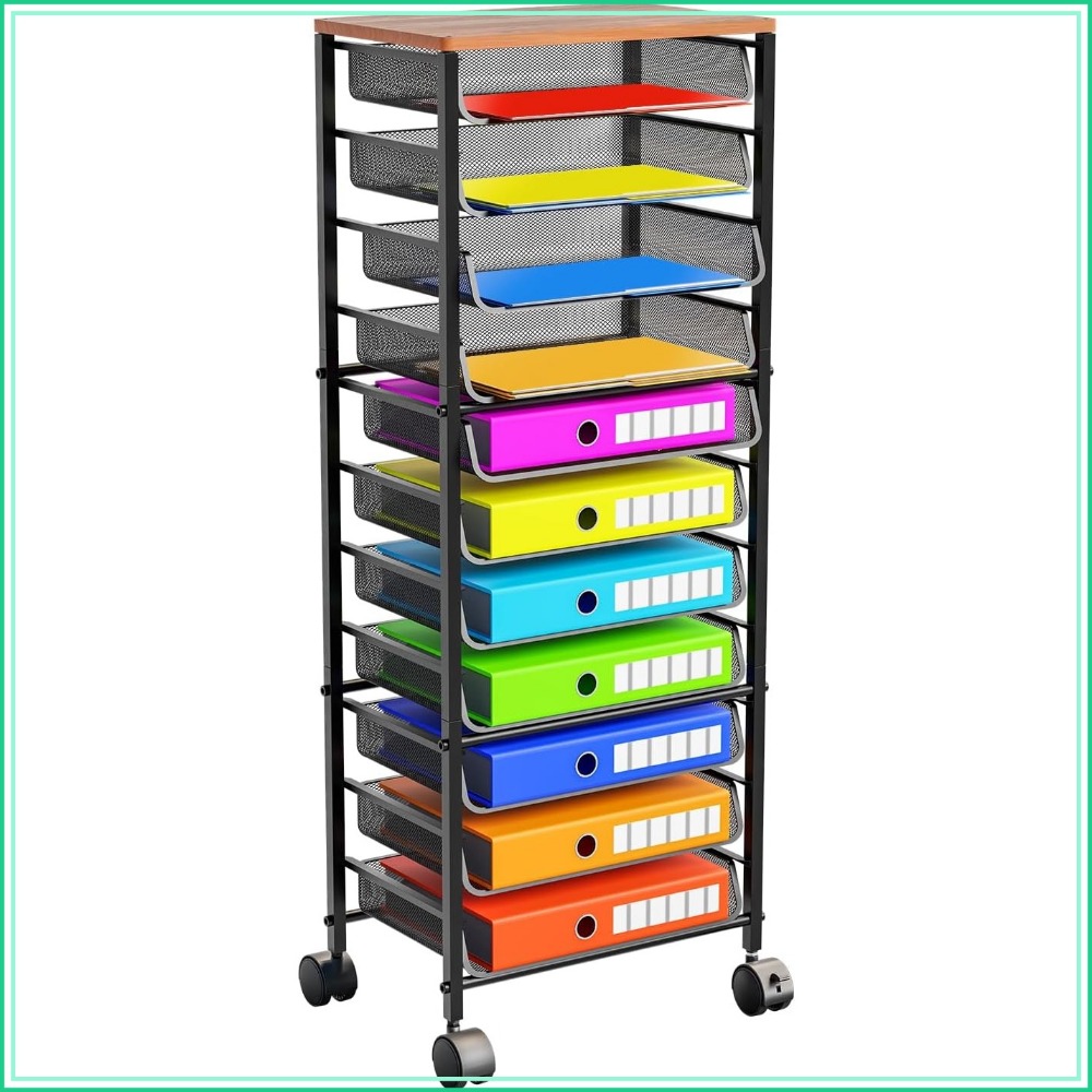 12-Tier Rolling File Cart with - Letter Tray Desk ulasan dan harga
