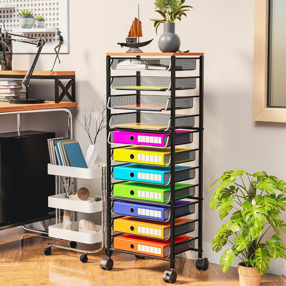 12-Tier Rolling File Cart with - Letter Tray Desk ulasan dan harga