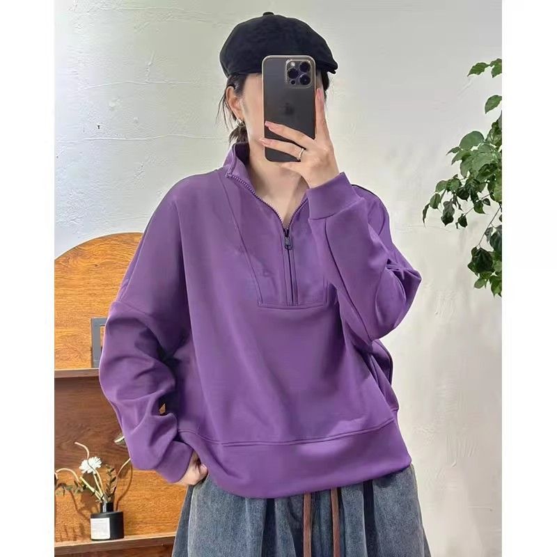 Autumn Winter Half Zipper Wome - Home Office 2024 ulasan dan harga