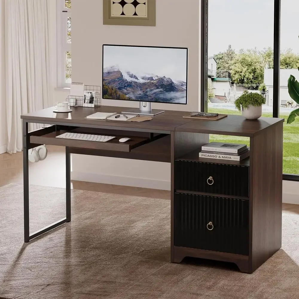 55 Cherry Wood Computer Desk w - Letter Tray Desk ulasan dan harga