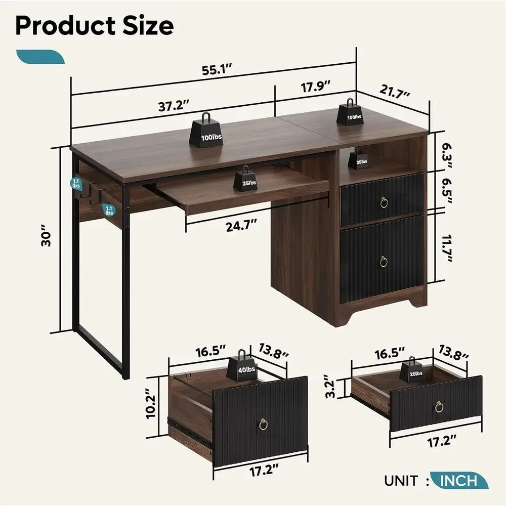 55 Cherry Wood Computer Desk w - Letter Tray Desk ulasan dan harga