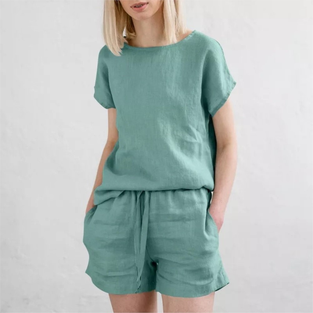 Casual Solid Color Short Sets  - Home Office 2024 ulasan dan harga
