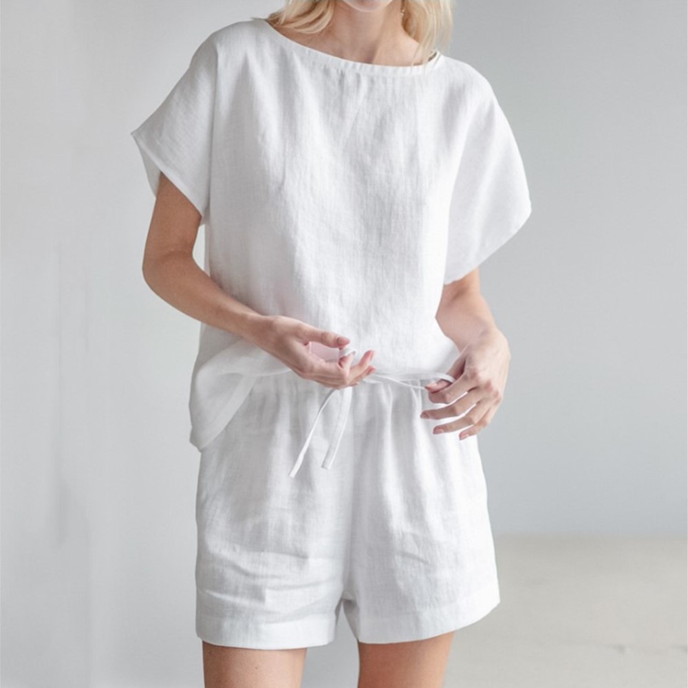 Casual Solid Color Short Sets  - Home Office 2024 ulasan dan harga