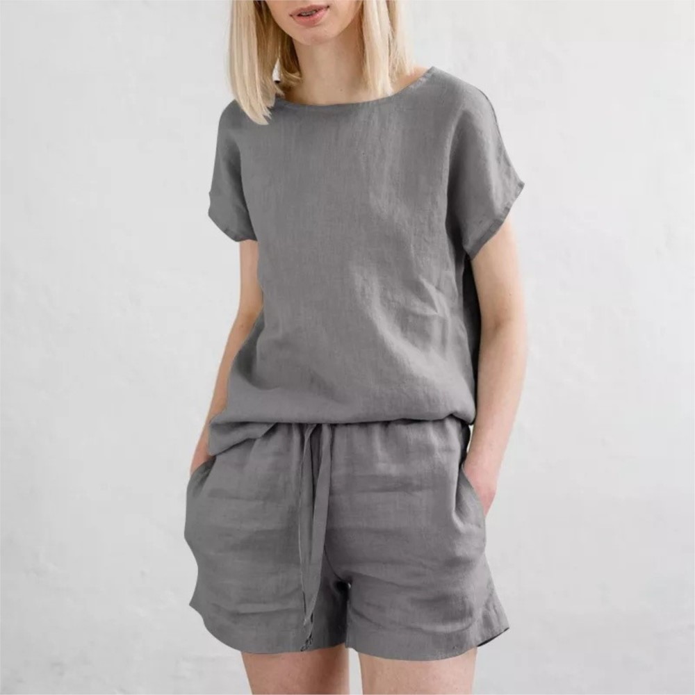 Casual Solid Color Short Sets  - Home Office 2024 ulasan dan harga