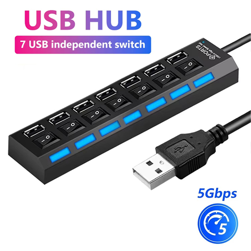 7 Port USB 2.0 Hub Splitter Fo - Home Office Pc ulasan dan harga