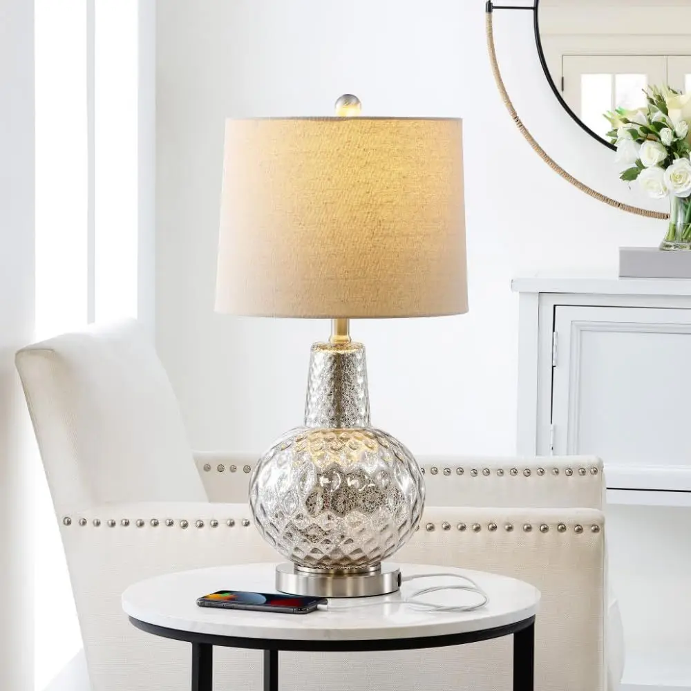 24-inch Silver/Ivory Shade LED - Home Office Living Room ulasan dan harga